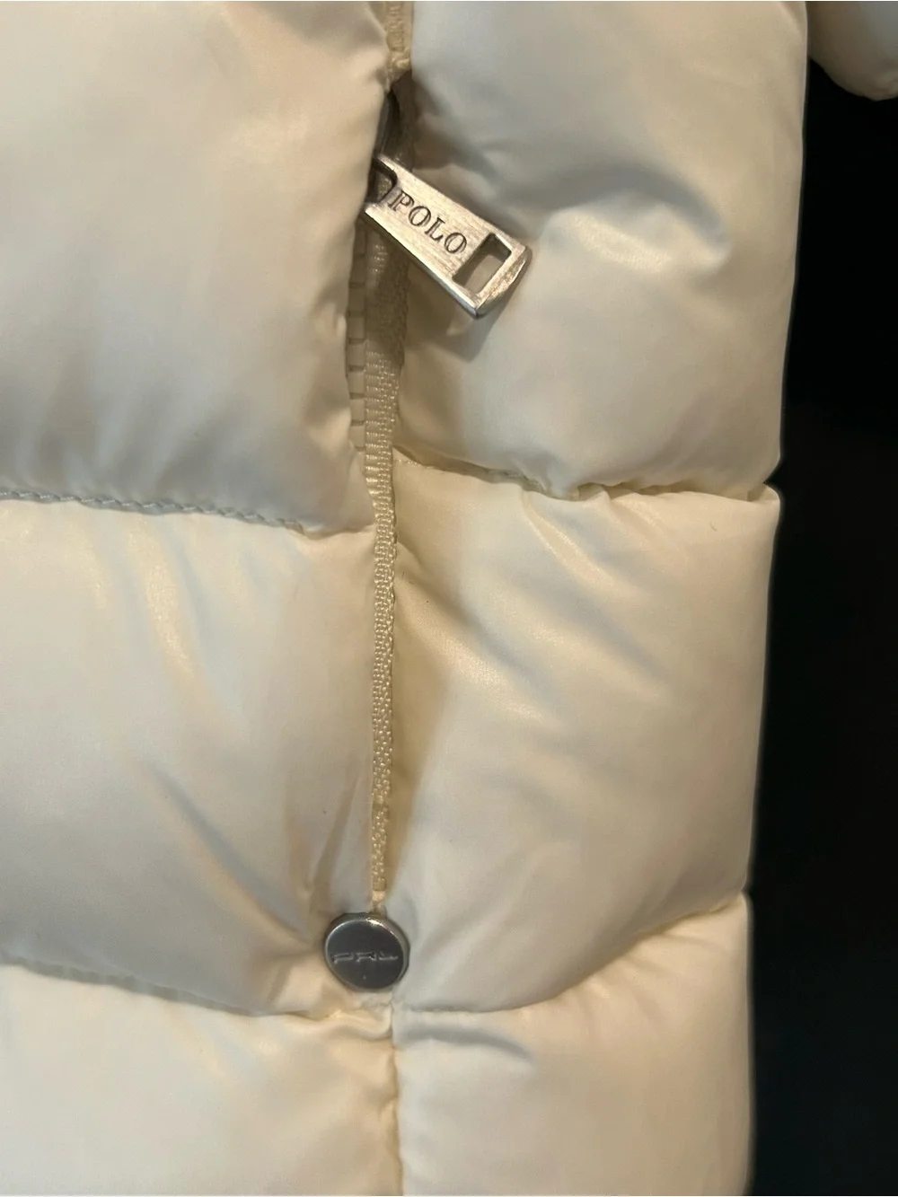 Polo Ralph Lauren Infant Puffer Jacket Down Filled White Ivory Size 6M EUC